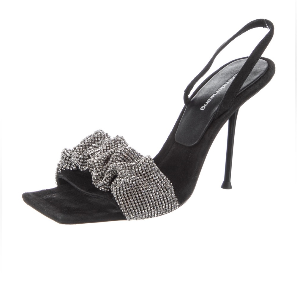 alexander wang suede slingback crystal square toe heels julie